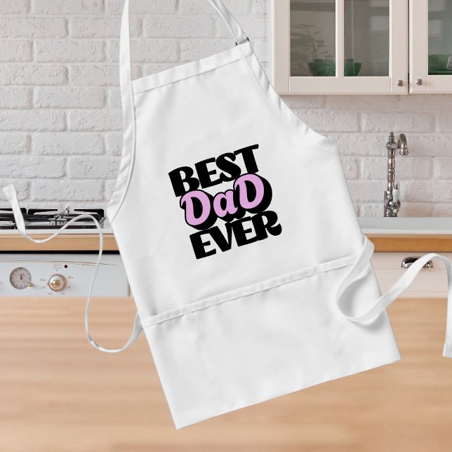 CUTE BEST DAD Black Typography/Violet White Apron (Creator Uploaded)