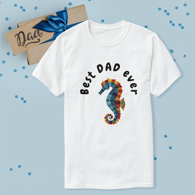Cute Best Dad Ever Colourful Seahorse Nautical T-Shirt (Creator Uploaded)