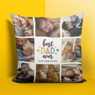 Cute Best Dad Ever Photo Collage Cushion