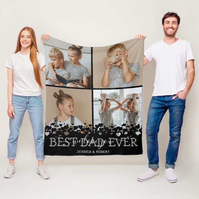 Cute Best Dad Ever Photo Collage Fleece Blanket (In Situ)