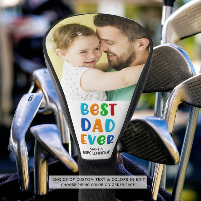 Cute BEST DAD EVER Photo Colourful Golf Head Cover (Creator Uploaded)