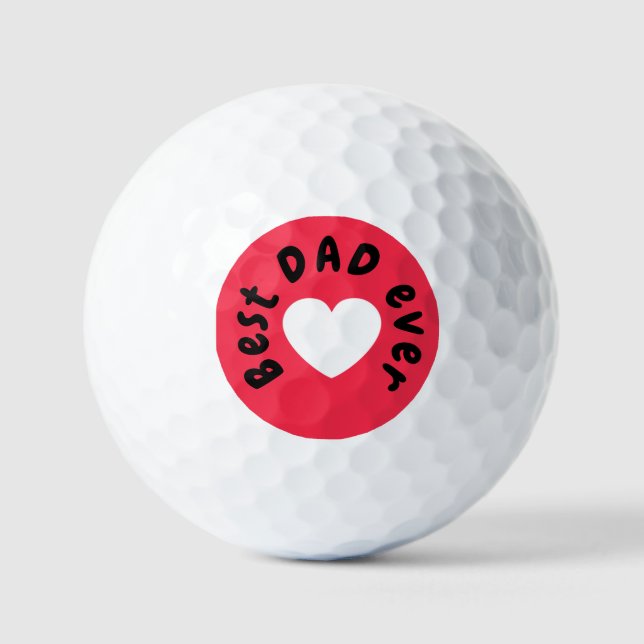Cute Best Dad Ever Red And White Heart Father Love Golf Balls (Front)