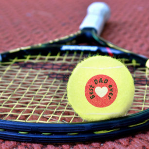 Cute Best Dad Ever Red And White Heart Love Tennis Balls