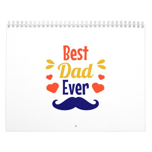 Cute Best Dad Ever Typography Calendar (Cover)