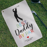 Cute Best Daddy By Par Golf Towel<br><div class="desc">Personalised gift for fathers day featuring the saying "best daddy by par" in a cute colourful typography design,  a red heart,  and the childrens names. This pro golfer towel is a perfect gift for your husband from the kids either on his birthday or on father's day.</div>