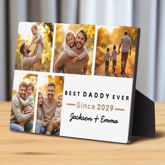 Cute Best Daddy Ever Father's Day 5 Photo Collage  Plaque (Creator Uploaded)