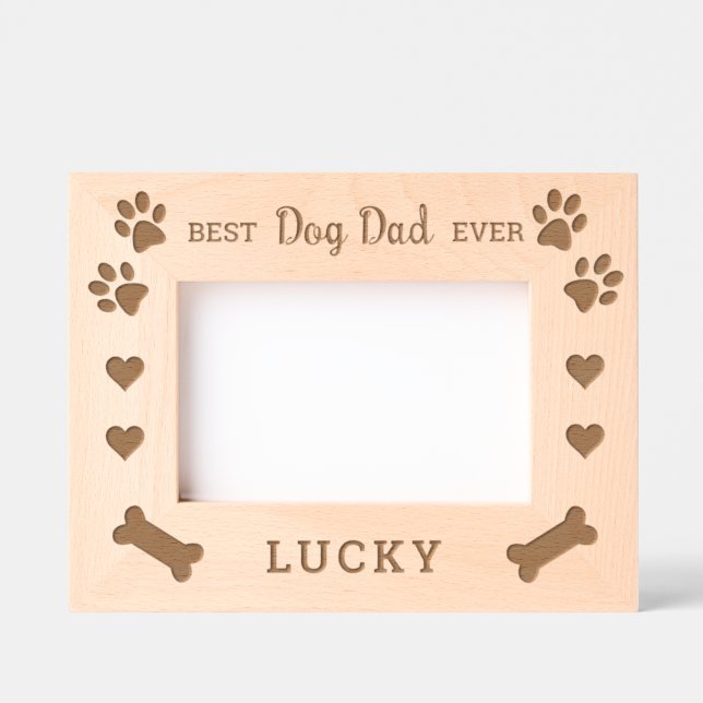 Cute Best DOG DAD Ever Personalised Etched Frames (Front)