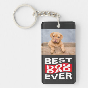 Cute Best Dog Dad Ever Pet Photo Custom Key Ring
