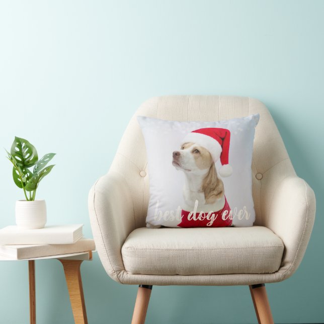 Cute Best Dog Ever Custom Pet Photo Throw Pillow (Chair)