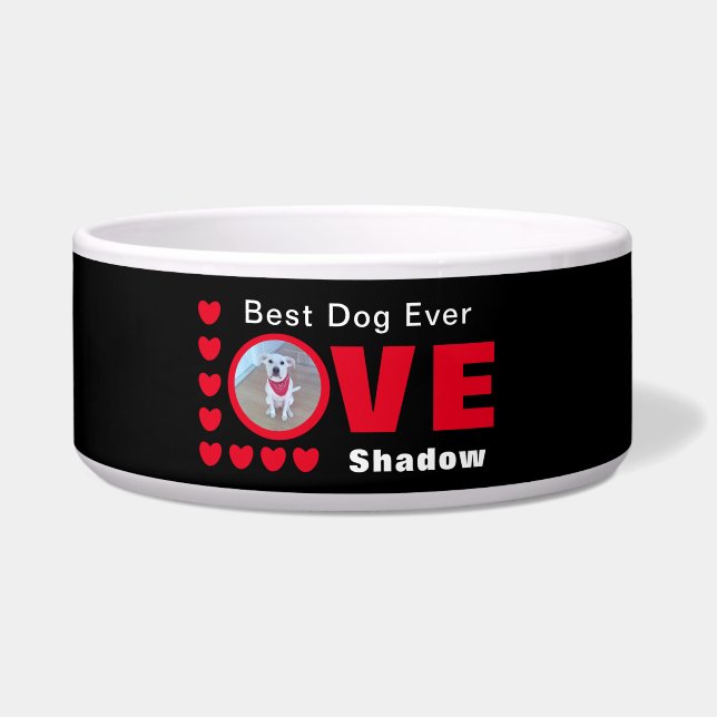 Cute Best Dog Ever Red Hearts Name Black (Front)