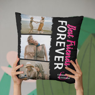 Cute 'Best Friends Forever' 3 Photo Cushion