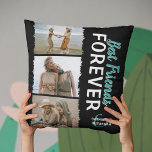 Cute 'Best Friends Forever' 3 Photo Cushion<br><div class="desc">Cute bestie soft pillow,  featuring 3 photographs with a trendy jaggered overlay edging,  calligraphy script 'best friends' text and names.</div>