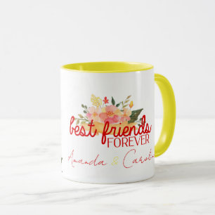 Cute Best Friends Forever BFF Custom Floral Mug