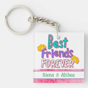 Cute Best Friends Forever Typography  Key Ring