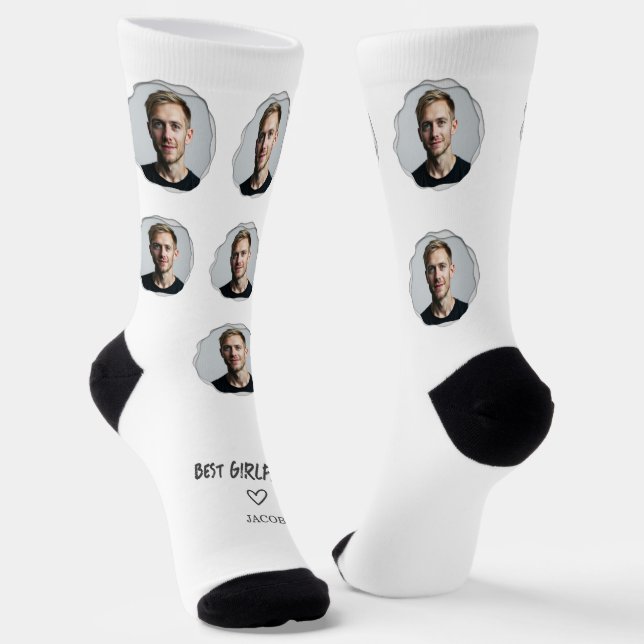 Cute Best Girlfriend Photo Heart Socks (Angled)