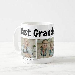 Cute Best Grandma Ever 3 Photo Collage Heart Coffee Mug