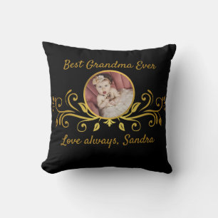 Cute Best Grandma ever photo Black Gold custom  Cushion