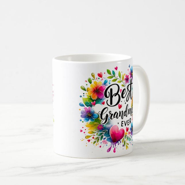 Cute Best Grandma Ever Wrap Coffee Mug (Front Right)