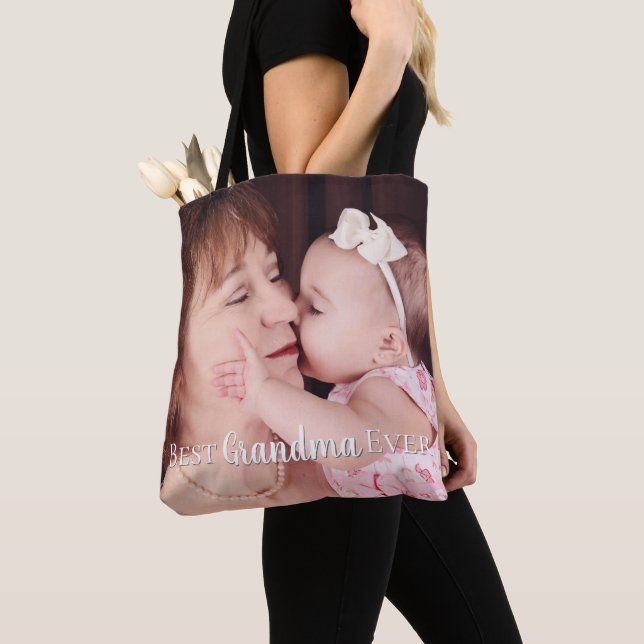 Cute Best Grandma Mamaw Nana Ever Photo Tote Bag (Close Up)