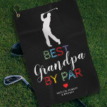 Cute Best Grandpa By Par Golf Towel<br><div class="desc">Personalised gift for a grandfather featuring the saying "best grandpa by par" in a cute colourful typography design,  a red heart,  and the grandchildrens names. This pro golfer towel is a perfect gift for your father from the kids either on his birthday or on father's day.</div>