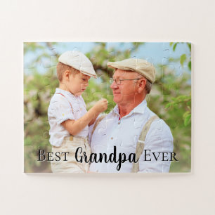 Cute Best Grandpa Pops Dad Ever Photo Jigsaw Puzzle