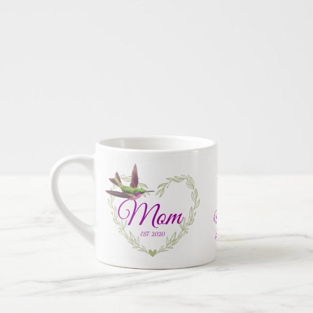 Cute Best Mum Ever Heart  Hummingbird Giant Coffee Espresso Cup (Left)