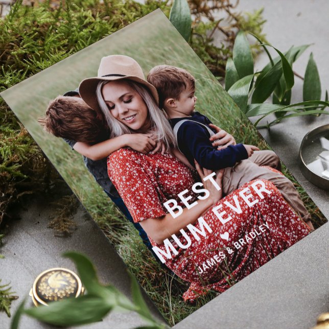 Cute BEST MUM EVER Heart Mother's Day Photo Card (Creator Uploaded)