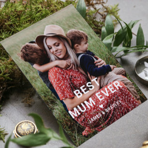 Cute BEST MUM EVER Heart Mother's Day Photo Card