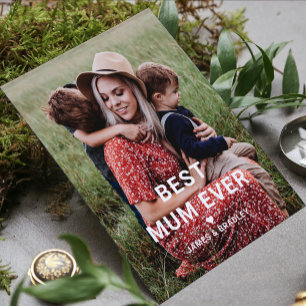 Cute BEST MUM EVER Heart Mother's Day Photo Card