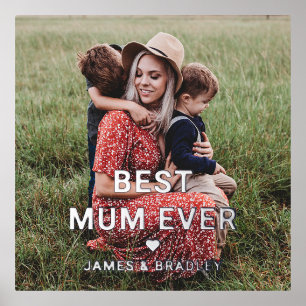 Cute BEST MUM EVER Heart Mother's Day Photo Foil Prints