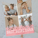 Cute Best Mum Ever Photo Collage Fleece Blanket<br><div class="desc">Personalised mothers day blanket featuring a 4 photo collage of the children,  a cute pink heart design,  the saying "best mum ever,  we love you",  and the kids names.</div>