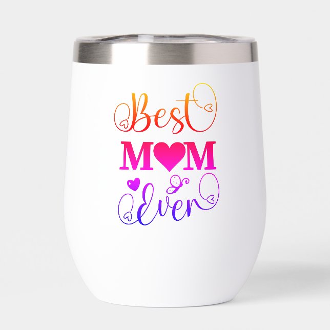 Cute Best Mum Ever Typography Script Cursive (Back)