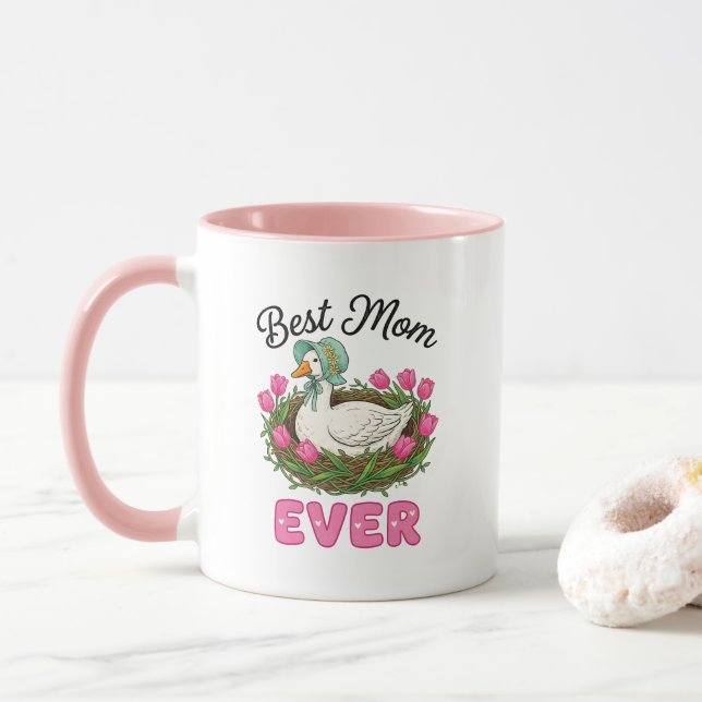 Cute best Mum ever word art  Mug (With Donut)