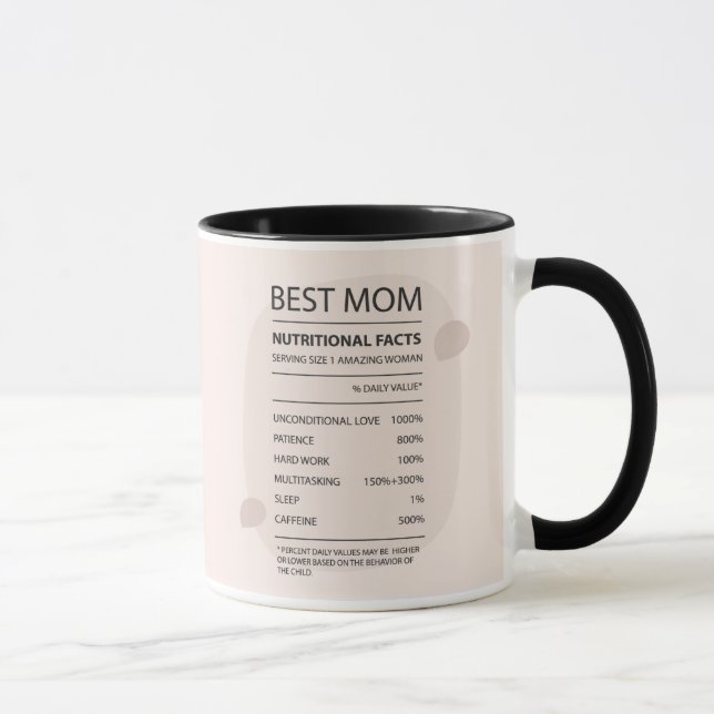 Cute Best Mum Nutritional Facts Wrap Mug (Right)