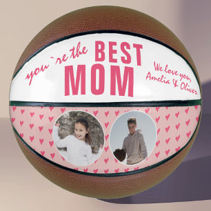 Cute Best Mum Pink Heart 2 Photo Collage Basketball