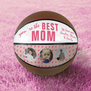 Cute Best Mum Pink Heart 3 Photo Collage Basketball