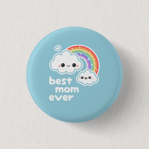 Cute Best Mum Rainbow Clouds 3 Cm Round Badge