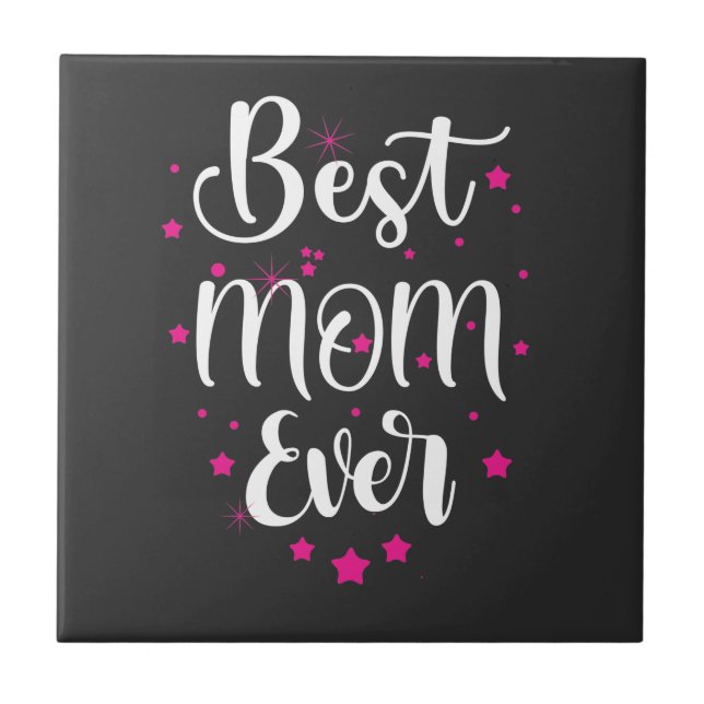 Cute Best Mum Text And Little Stars Tile (Front)