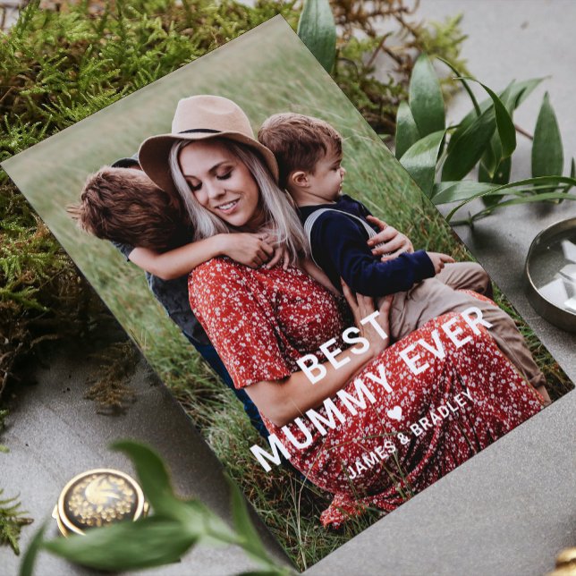 Cute BEST MUMMY EVER Heart Mother's Day Photo Holiday Card (Creator Uploaded)