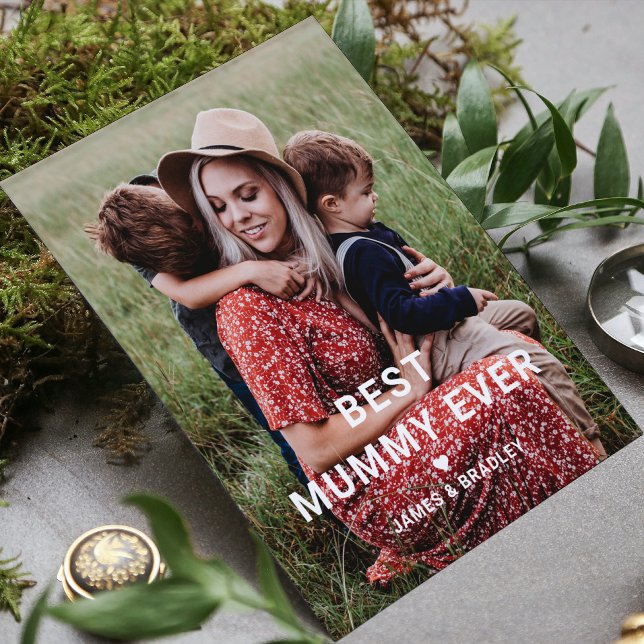 Cute BEST MUMMY EVER Heart Mother's Day Photo Holiday Card (Creator Uploaded)