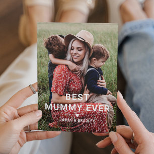 Cute BEST MUMMY EVER Heart Mother's Day Photo Holiday Card