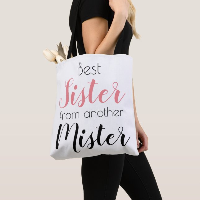 Cute Best Sister from Another Mister Family Tote Bag (Close Up)