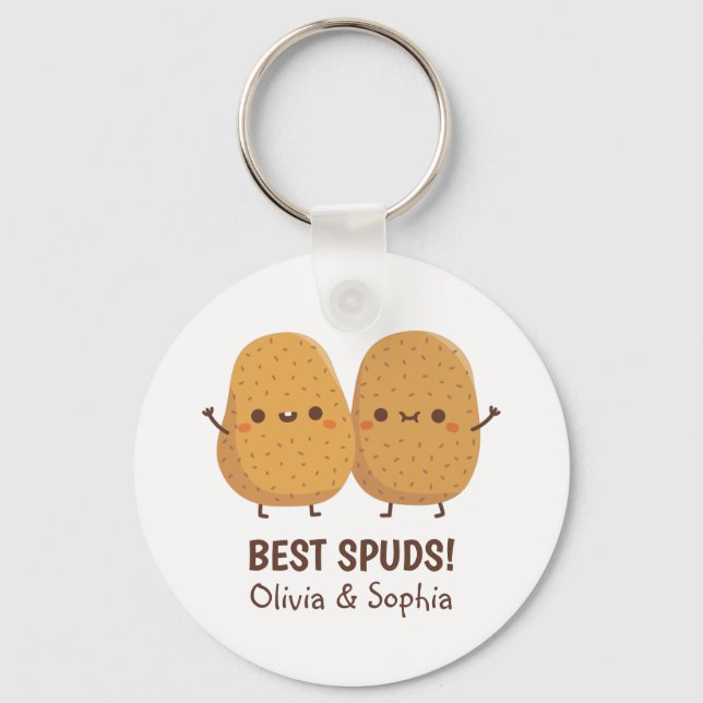 Cute Best Spuds Best Buds Funny Potatoes Pun Key Ring (Front)