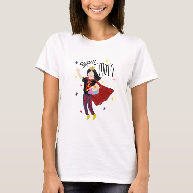 Cute best Superhero super mum illustration shirt (Front)