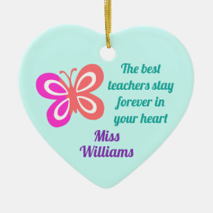 Cute Best Teacher Appreciation Butterfly Quote Ceramic Tree Decoration