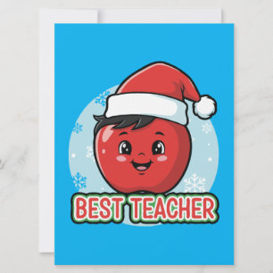 Cute Best Teacher Christmas Apple Holiday Card