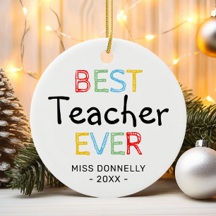 Cute Best Teacher Ever Christmas Ceramic Tree Decoration