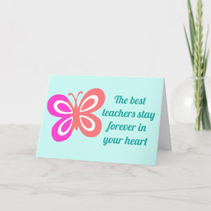 Cute Best Teacher Quote Custom Butterfly Teal Card