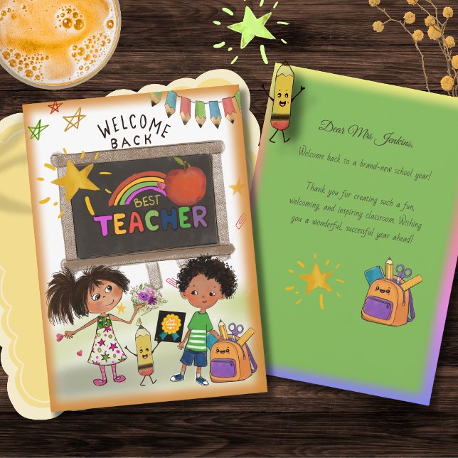 Cute Best Teacher Welcome Back Appreciation Card (cute best teacher welcome back card)