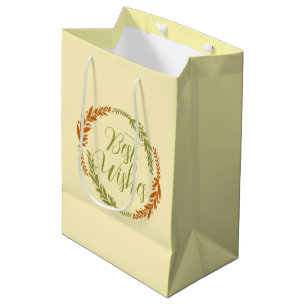 Cute Best Wishes Wreath Postcard Medium Gift Bag
